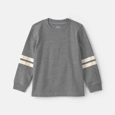Toddler Boy Striped Long-Sleeve T-Shirt - Grey/Cream