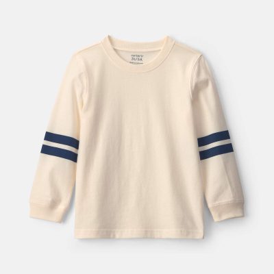 Toddler Boy Striped Long-Sleeve Tee - Cream/Navy Blue