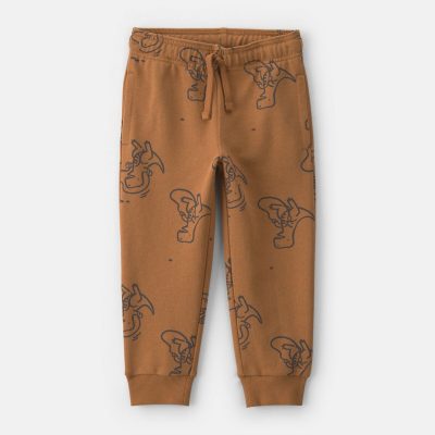 Toddler Boy Dinosaur French Terry Joggers - Brown