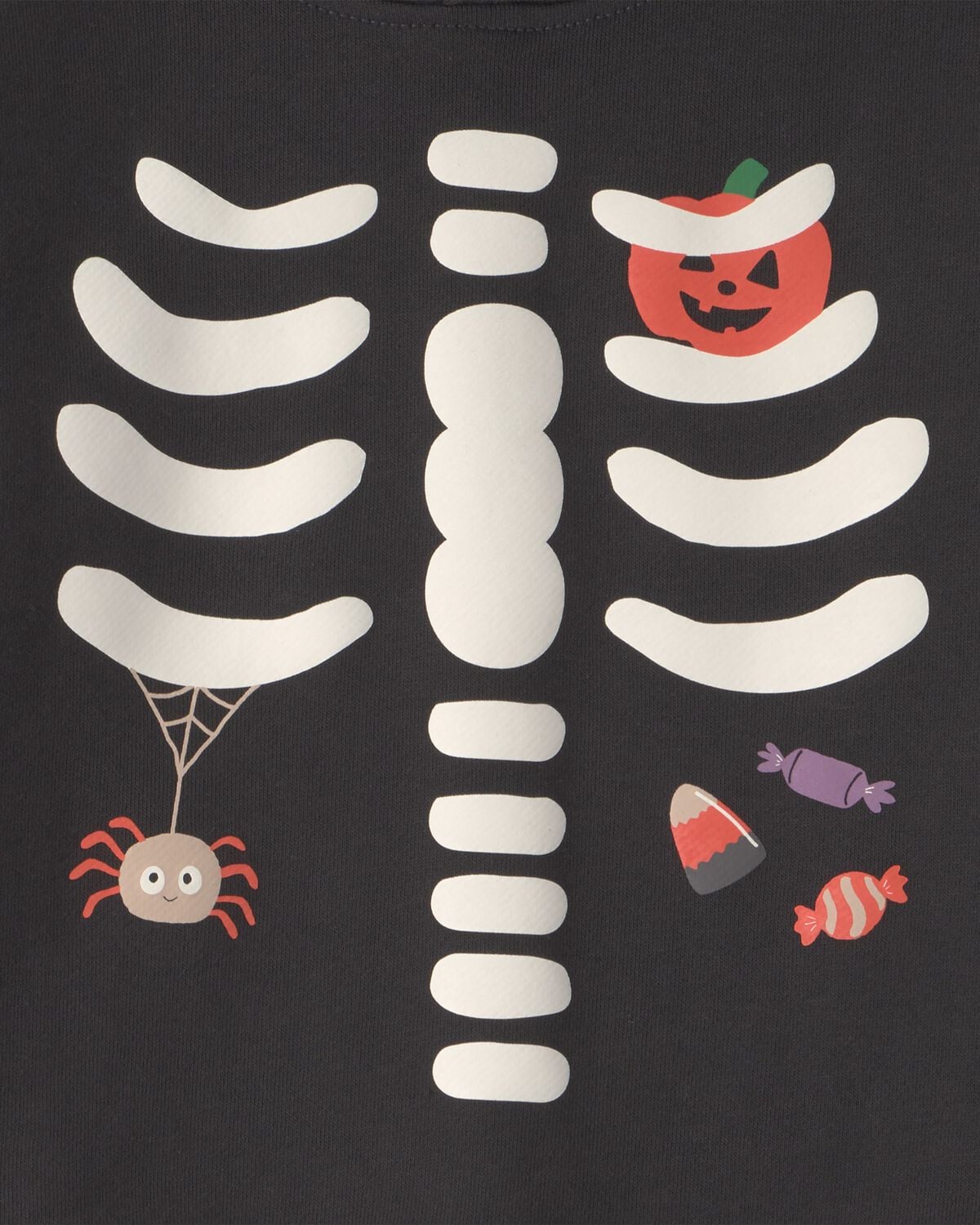 Toddler Boy Skeleton Halloween Hoodie - Black/White - Image 3