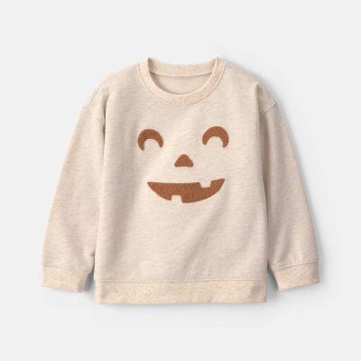 Toddler Pumpkin Halloween Pullover Sweatshirt - Cream