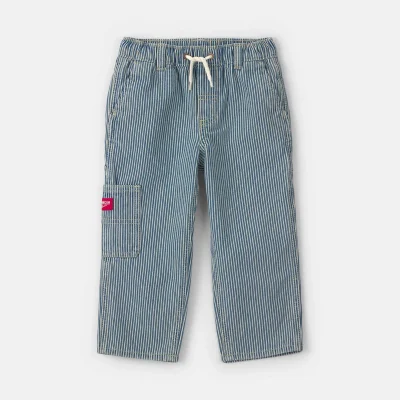 Toddler Boy Hickory Stripe Denim Carpenter Jeans - Light Wash