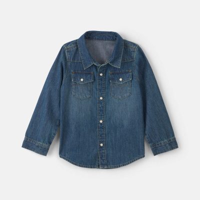 Toddler Boy Denim Button-Down Shirt - Dark Wash