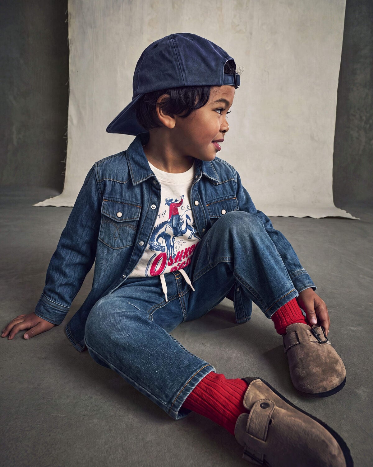Toddler Boy Denim Button-Down Shirt - Dark Wash - Image 3