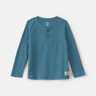Toddler Boy Thermal Long-Sleeve Henley T-Shirt - Blue