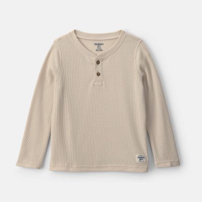 Toddler Boy Thermal Long-Sleeve Henley T-Shirt - Tan