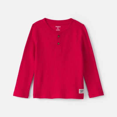 Toddler Boy Thermal Long-Sleeve Henley T-Shirt - Red