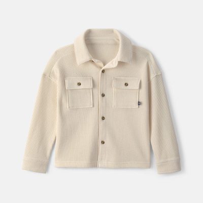 Toddler Boy Thermal Long-Sleeve Button-Down Shirt - Cream