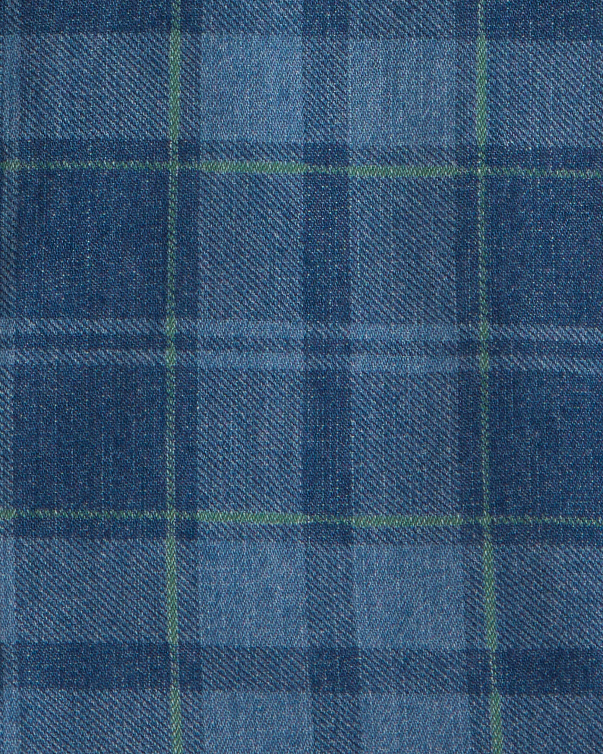 Toddler Boy Plaid Denim Button-Down Shirt - Dark Wash - Image 3