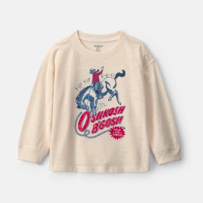 Toddler Boy Cowboy Long-Sleeve Graphic Tee - Cream