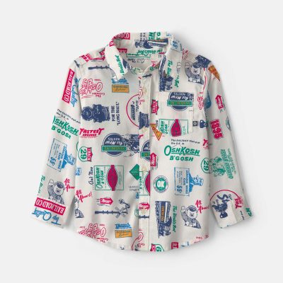 Toddler Boy Logo Long-Sleeve Button-Down Shirt