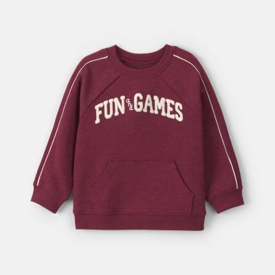 Toddler Boy 'Fun & Games' Pullover Sweatshirt - Burgundy