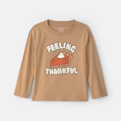 Toddler Boy 'Feeling Thankful' Pie Long-Sleeve Graphic Tee - Brown