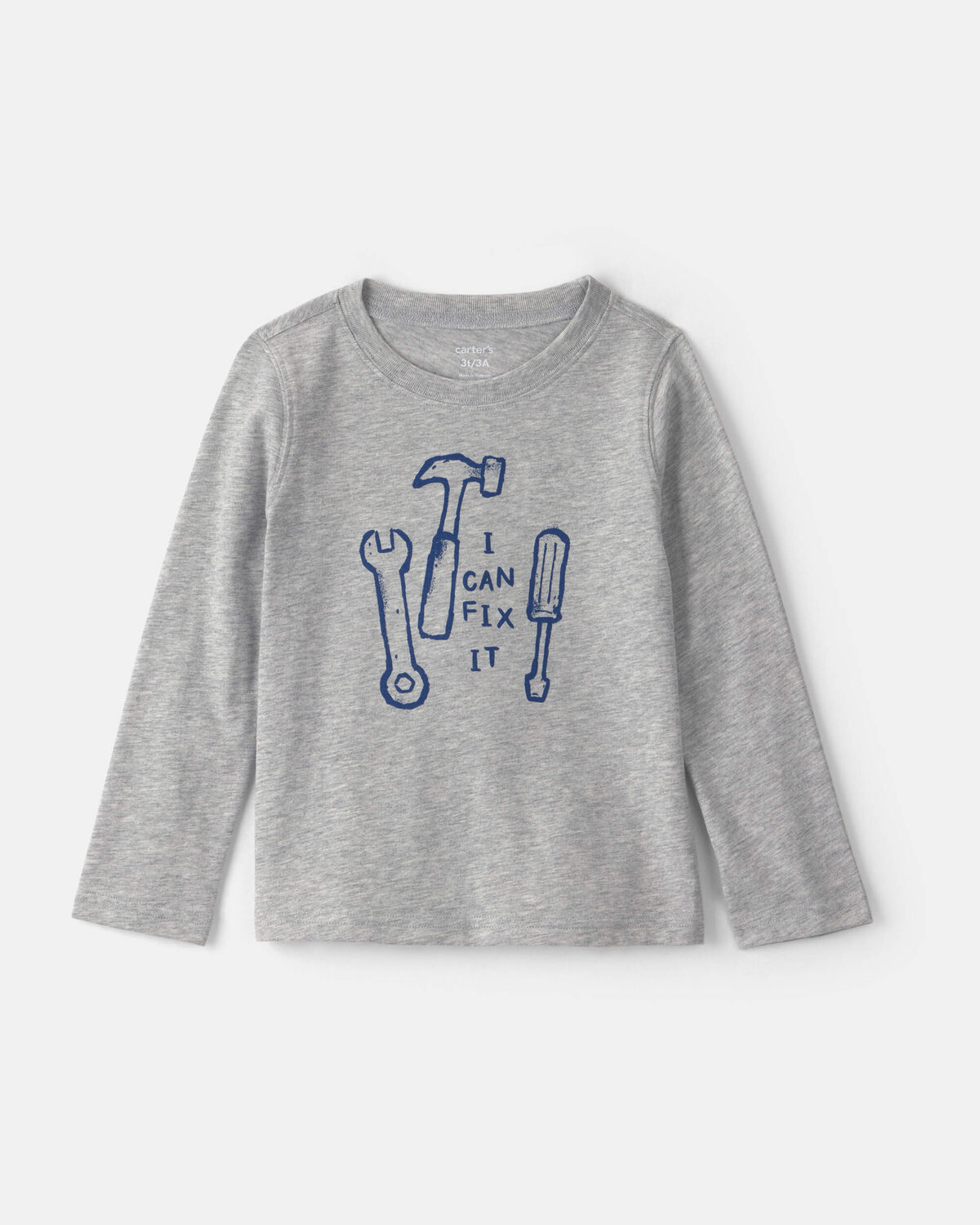 Toddler Boy 'I Can Fix It' Tool Long-Sleeve Graphic Tee - Grey