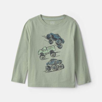 Toddler Boy Monster Truck Long-Sleeve Graphic Tee - Green
