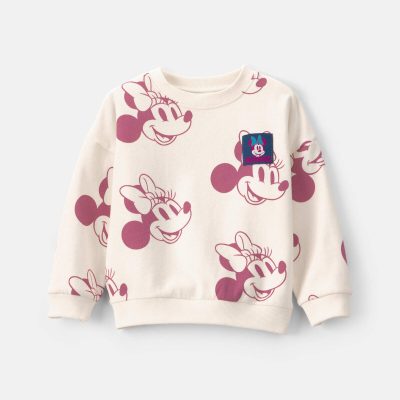 Toddler Girl Disney© Minnie Mouse Fleece Pullover Sweatshirt - Cream