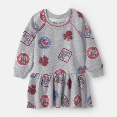 Toddler Girl Disney© Minnie Long-Sleeve Dress - Grey