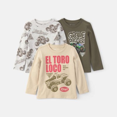 Toddler Boy 3-Pack Monster Jam Long-Sleeve Multipack Tops