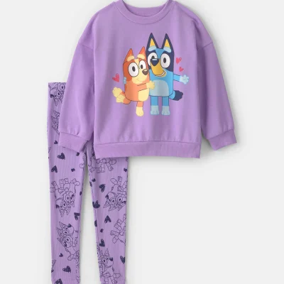 Toddler Girl 2-Piece Bluey™ Fleece Long-Sleeve Top & Pant Set - Purple