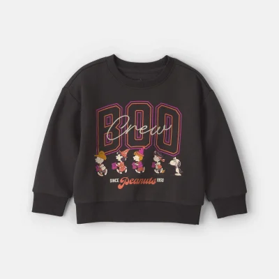 Toddler Boy 'Boo Crew' Peanuts Snoopy Halloween Pullover Sweatshirt - Black