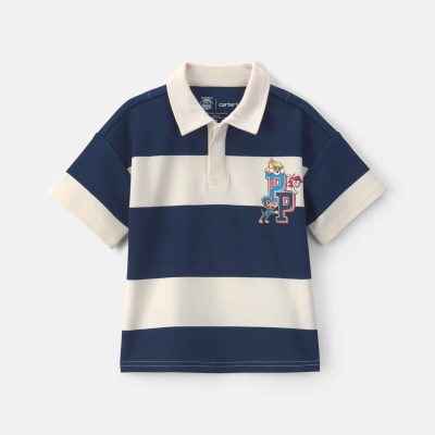 Toddler Boy PAW Patrol® Striped Polo Shirt - Navy Blue/Cream