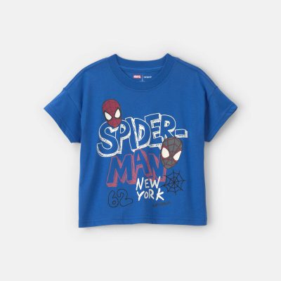 Toddler Boy 'New York' Embroidered ©Marvel Spider-Man Graphic Tee - Blue