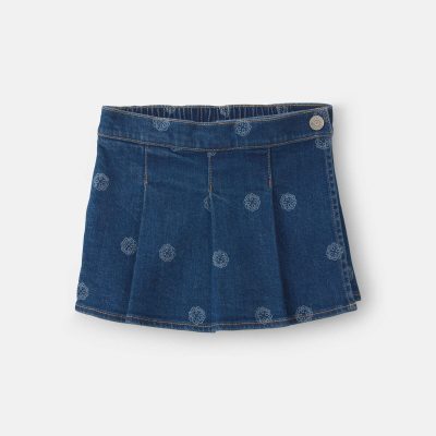 Toddler Girl Floral Denim Skort - Light Wash