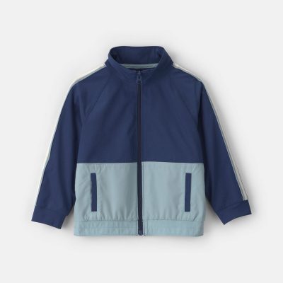 Toddler Boy Color Block Zip-Up Jacket - Blue