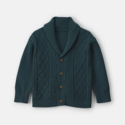 Toddler Boy Sweater Cardigan - Dark Green