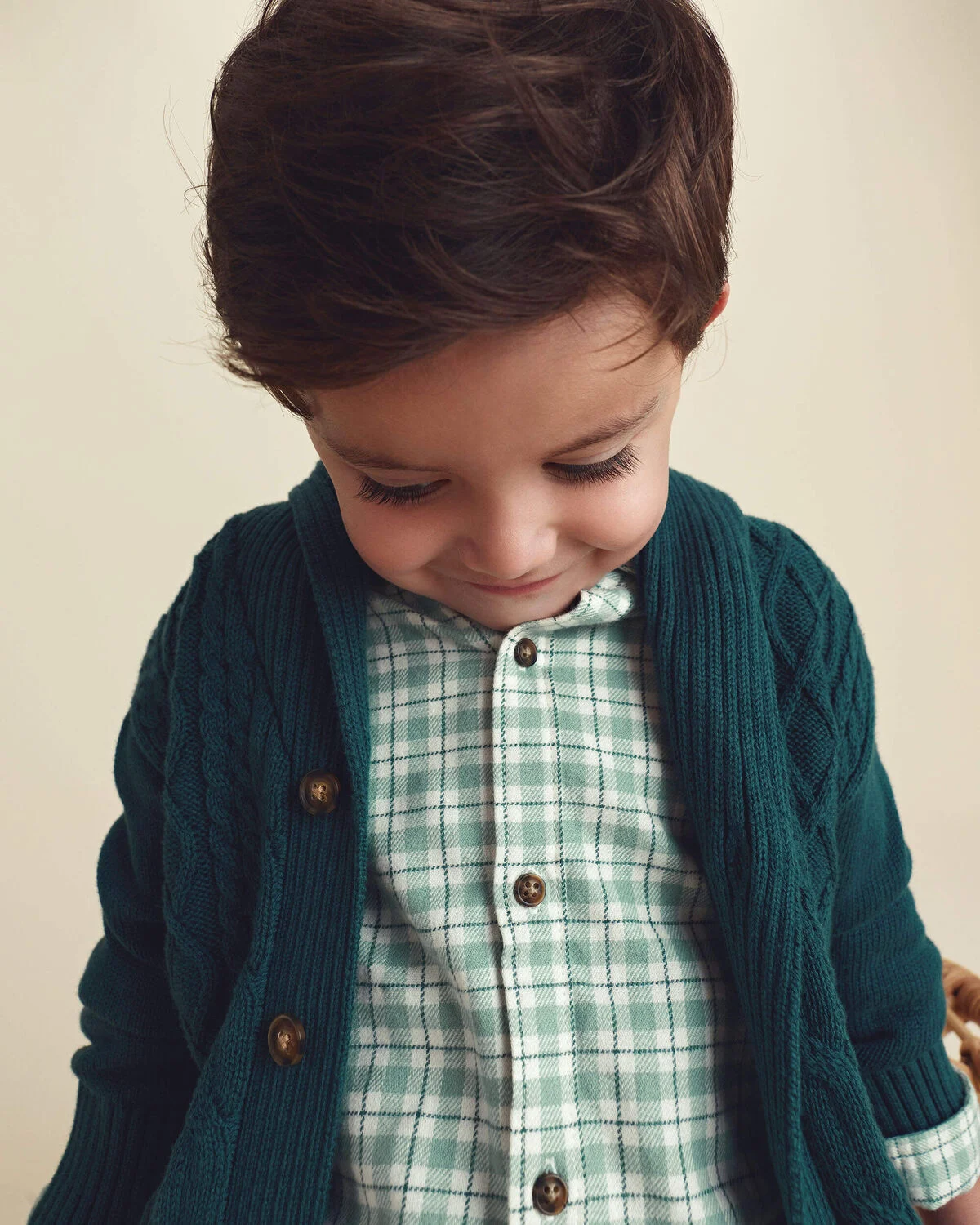 Toddler Boy Sweater Cardigan - Dark Green - Image 3