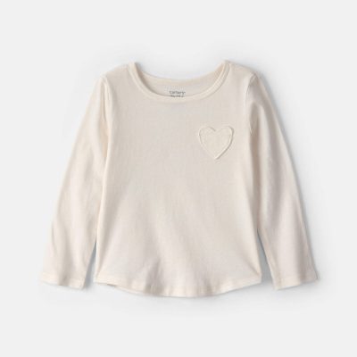 Toddler Girl Heart Long-Sleeve Top - Cream
