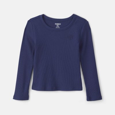 Toddler Girl Long-Sleeve Rib Top - Navy Blue