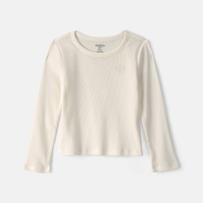 Toddler Girl Long-Sleeve Rib Top - Cream
