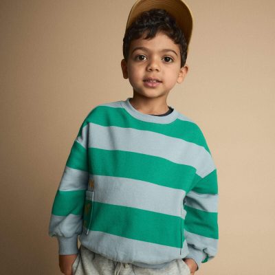 Toddler 'Look at Me!' Otter Sweatshirt™ with Pockets in Stripes - Green/Blue