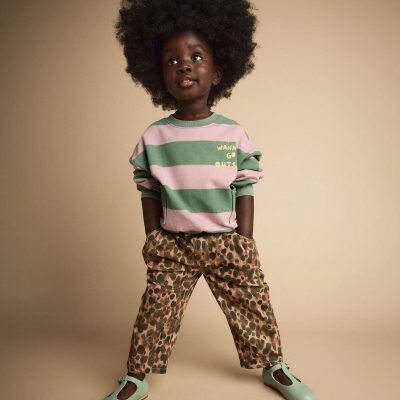 Toddler 'I Wanna Go Outside!' Otter Sweatshirt™ with Pockets in Stripes - Olive/Pink