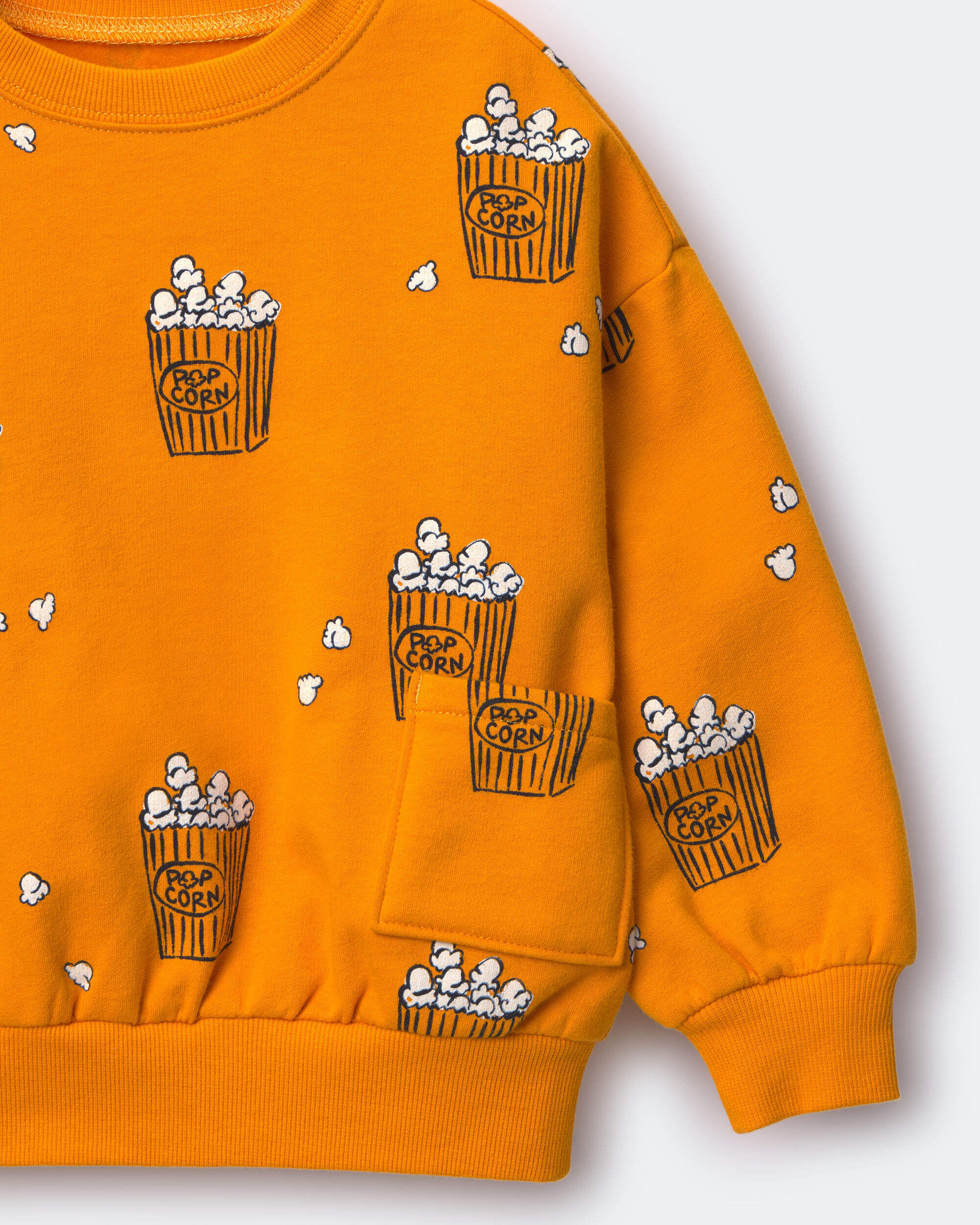 Toddler Otter Sweatshirt™ with Pockets in Popcorn Print - Golden Yellow - Image 3