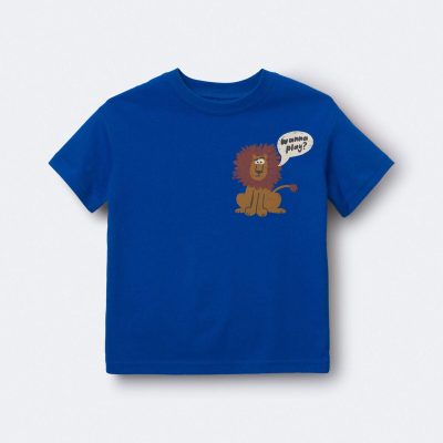 Toddler 'Wanna Play?' Lion Relaxed Graphic Tee - Royal Blue