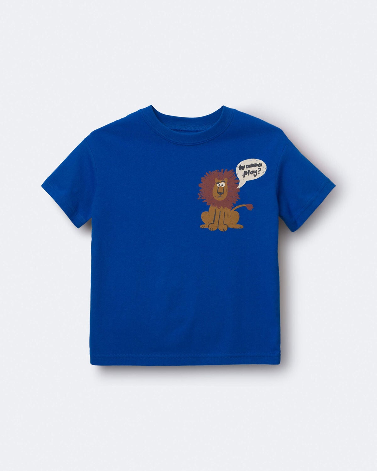 Toddler 'Wanna Play?' Lion Relaxed Graphic Tee - Royal Blue