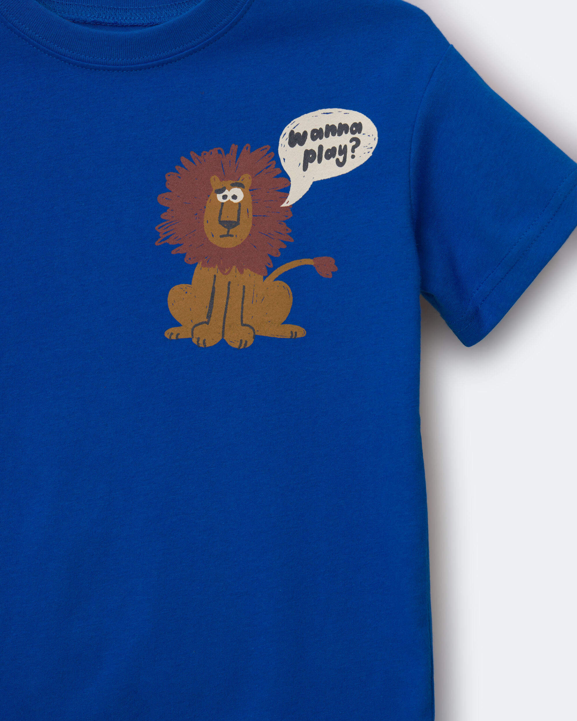 Toddler 'Wanna Play?' Lion Relaxed Graphic Tee - Royal Blue - Image 3