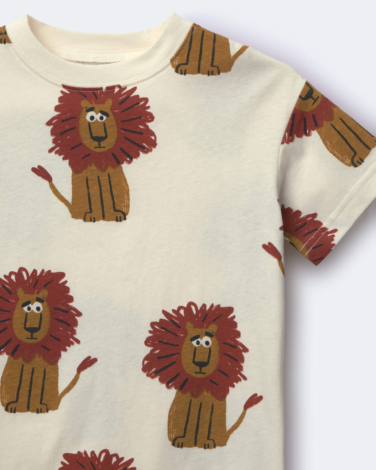 Toddler Relaxed Graphic Tee in Lion Print - Cream - Image 5