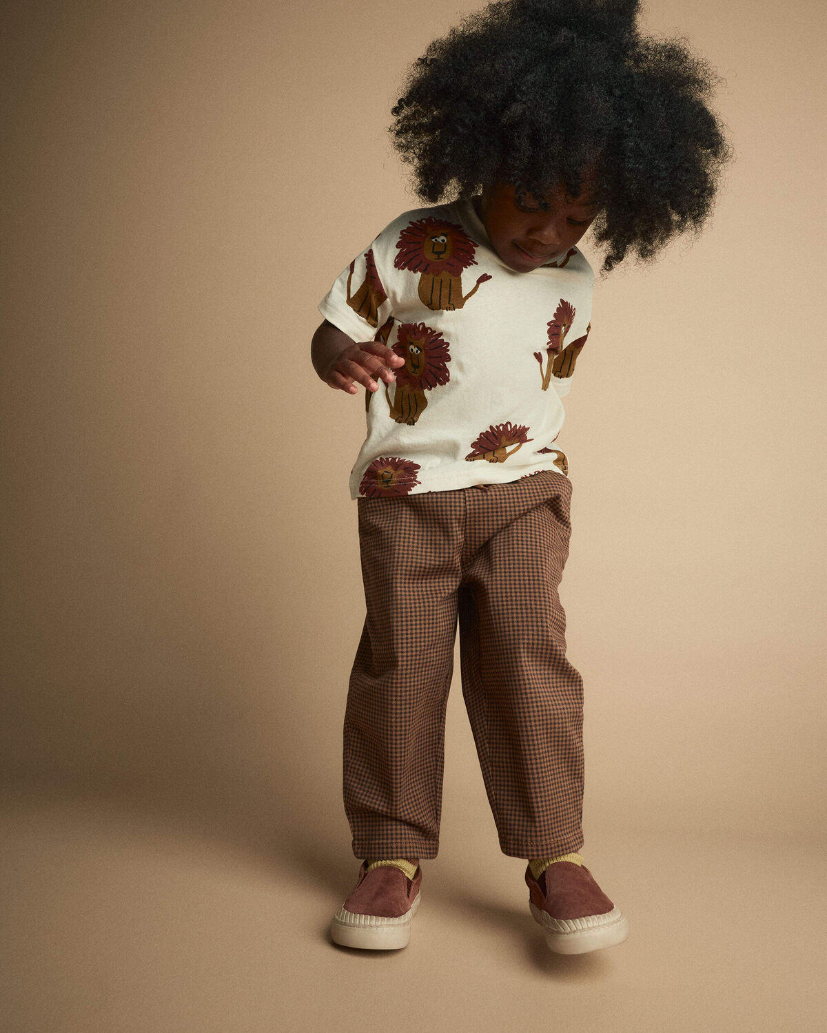 Toddler Boy Playground Pants in Gingham - Brown - Image 3