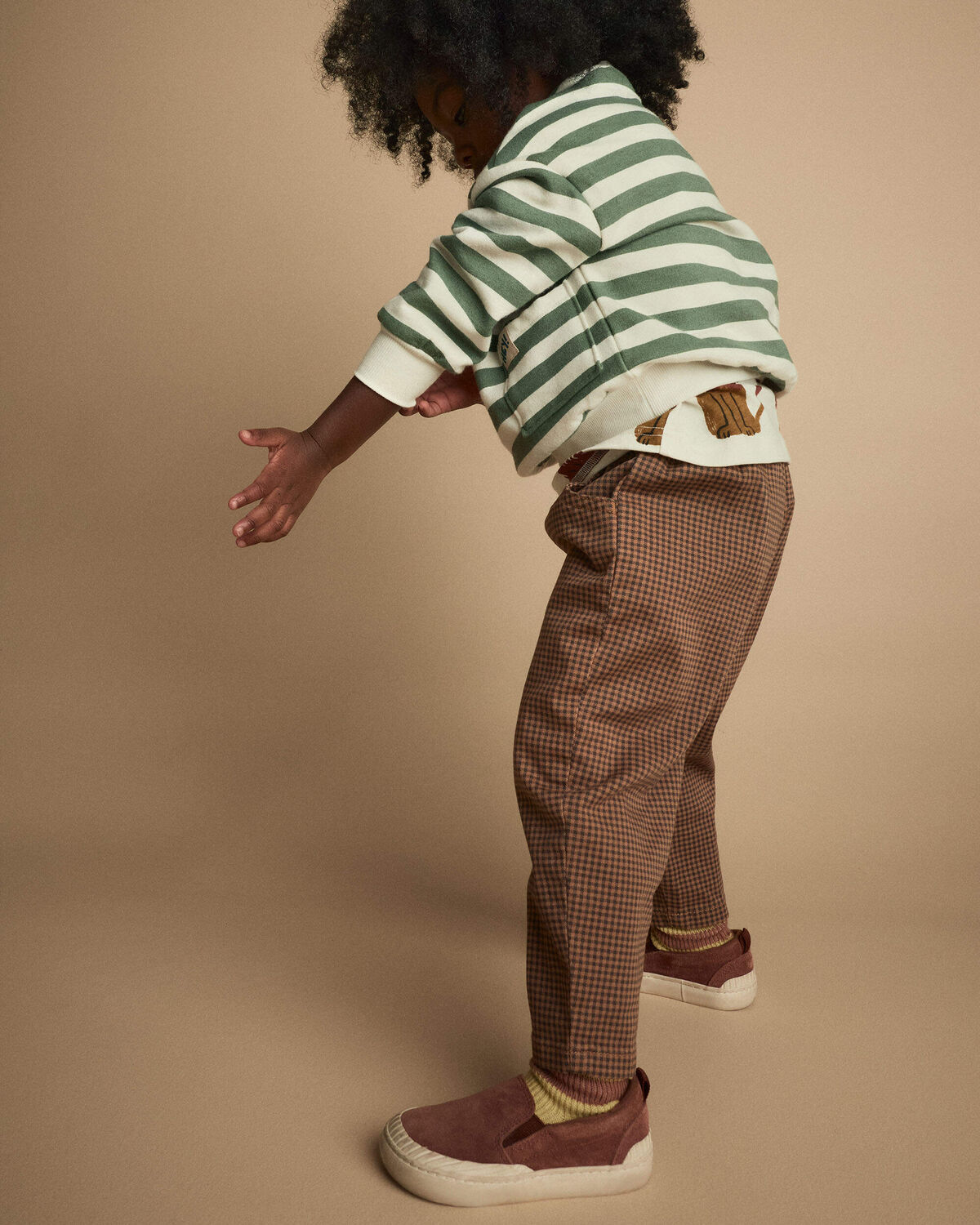 Toddler Boy Playground Pants in Gingham - Brown - Image 4