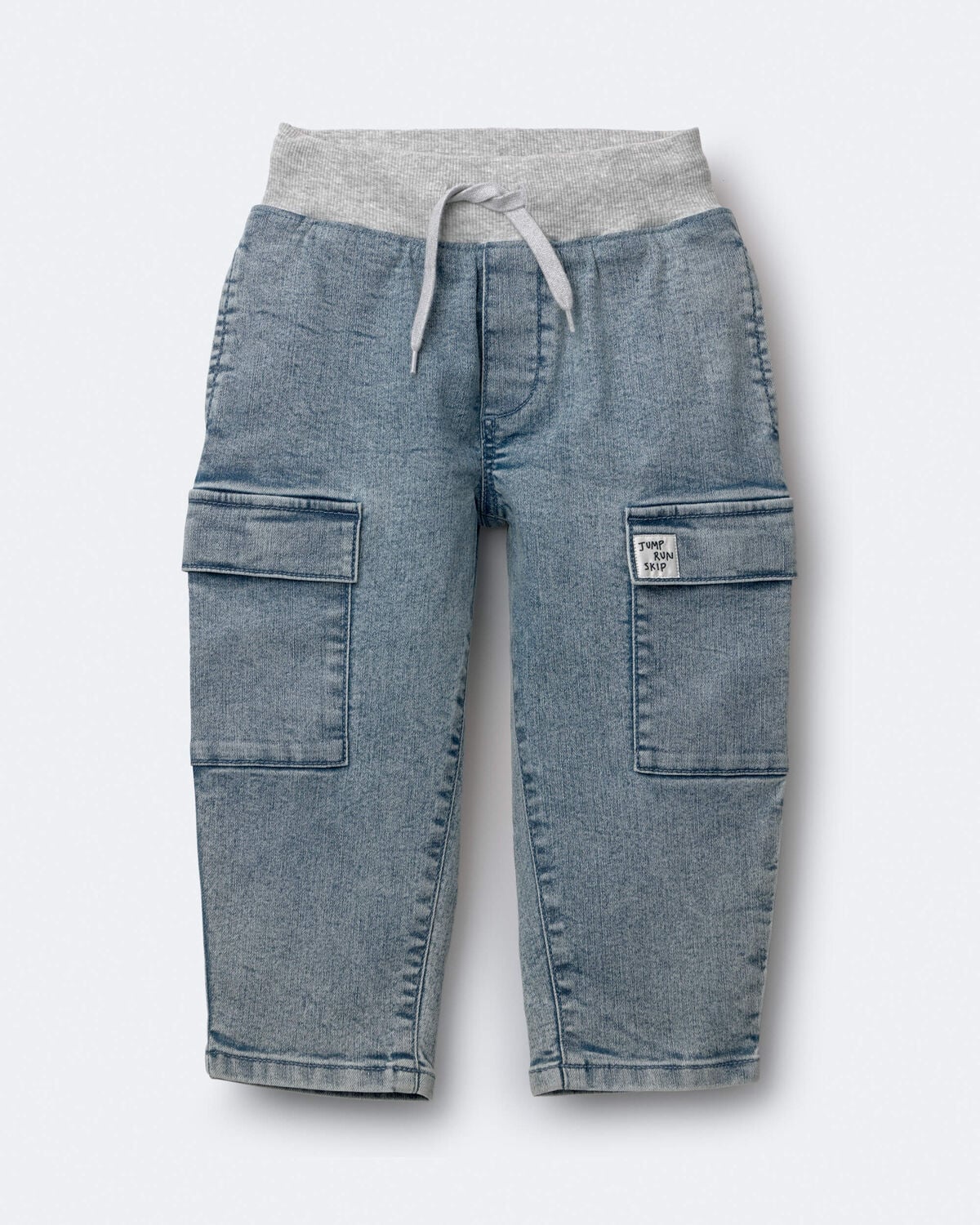Toddler Boy Cargo Pant in Avenue Wash - Blue/Heather Grey - Image 2