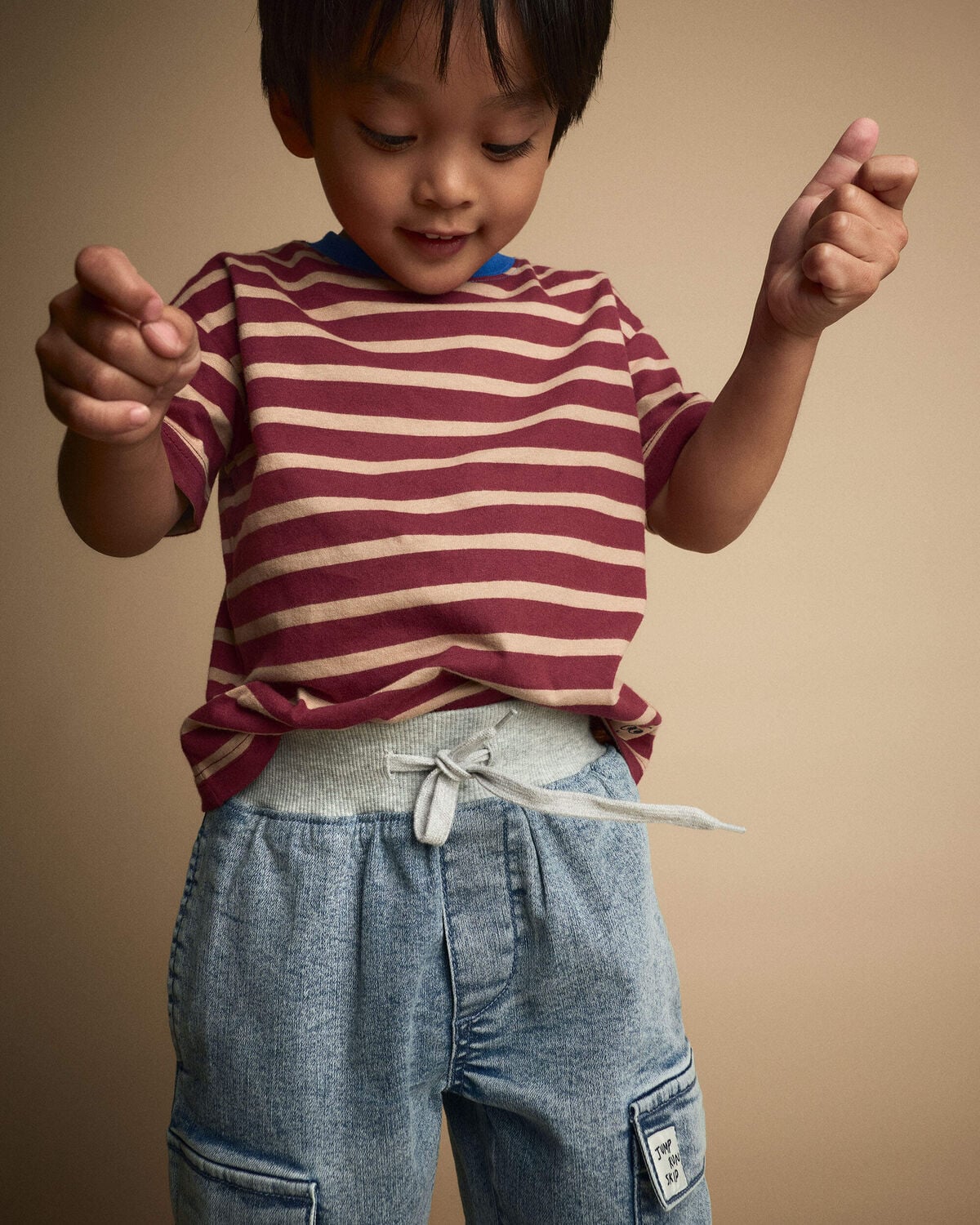 Toddler Boy Cargo Pant in Avenue Wash - Blue/Heather Grey - Image 3