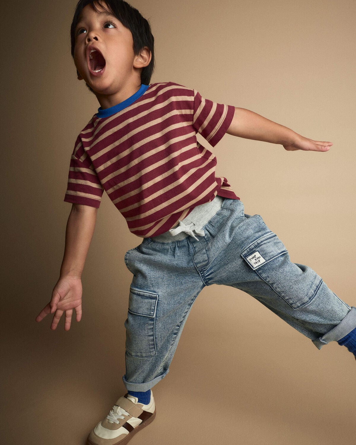 Toddler Boy Cargo Pant in Avenue Wash - Blue/Heather Grey - Image 5
