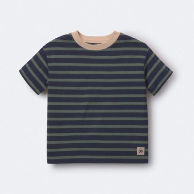 Toddler Boy Relaxed Tee in Stripes - Navy/Beige