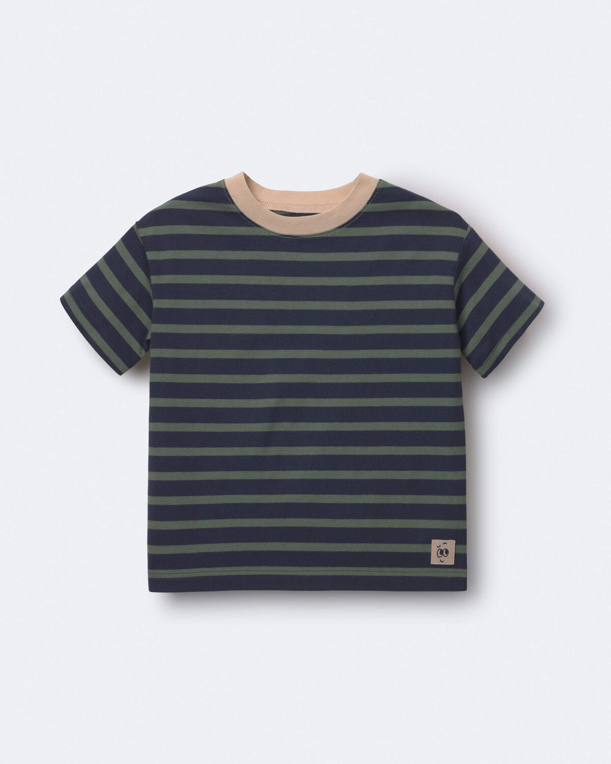 Toddler Boy Relaxed Tee in Stripes - Navy/Beige