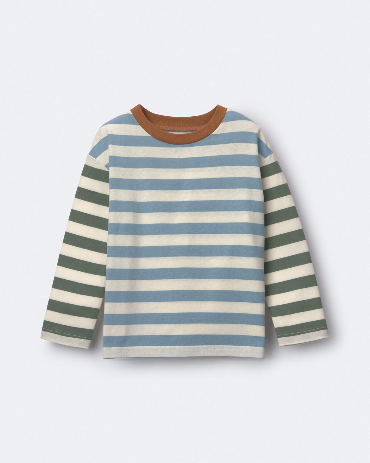 Toddler Long-Sleeve Relaxed Tee in Stripes - Blue/Olive
