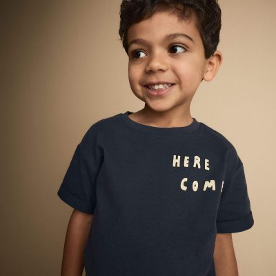 Toddler 'Here I Come' Rolled Cuff Tee - Navy