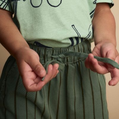 Toddler Boy Playground Pants in Stripes - Olive